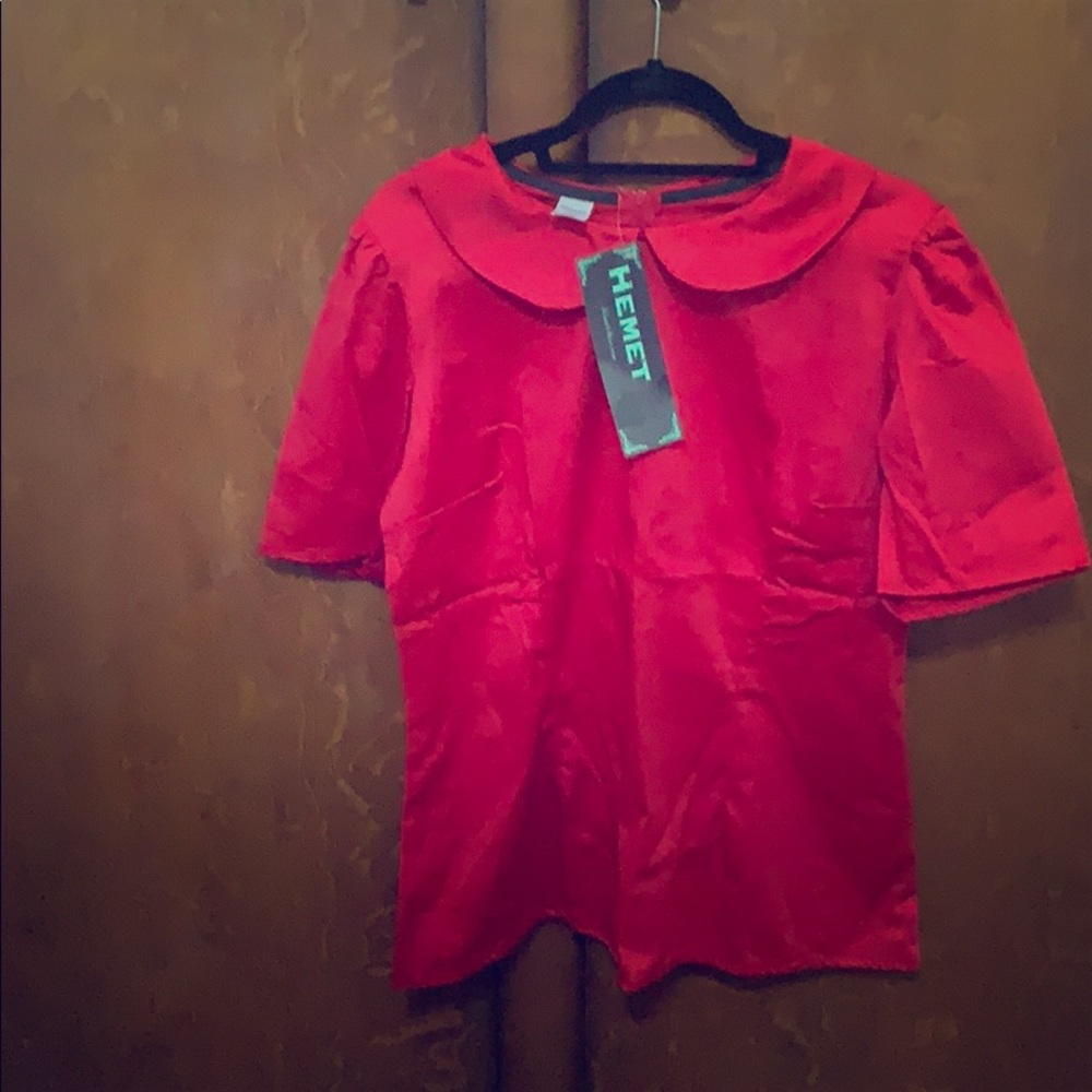 NWT Red vintage  Peter Pan collar blouse